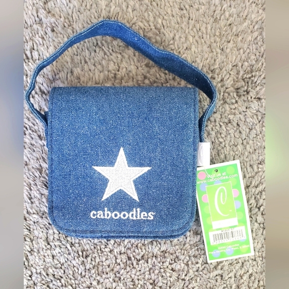 💚5/$25 Caboodles Sparkling Denim Small Cosmetic Organizer Bag Vintage With Tags - Picture 1 of 8